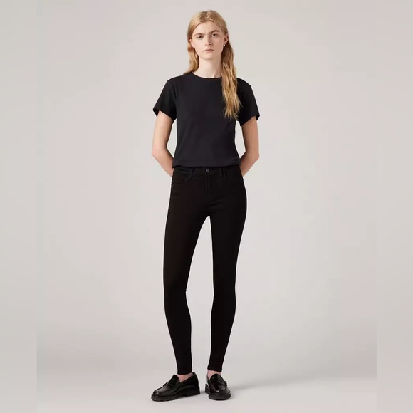 LEVI’S 710 Super Skinny Black Denim Jeans Size 25 Stretchy 90’s Y2K Low Mid Rise - Picture 1 of 7